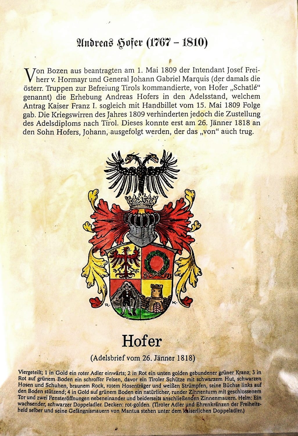 Adelsbrief Andreas Hofers