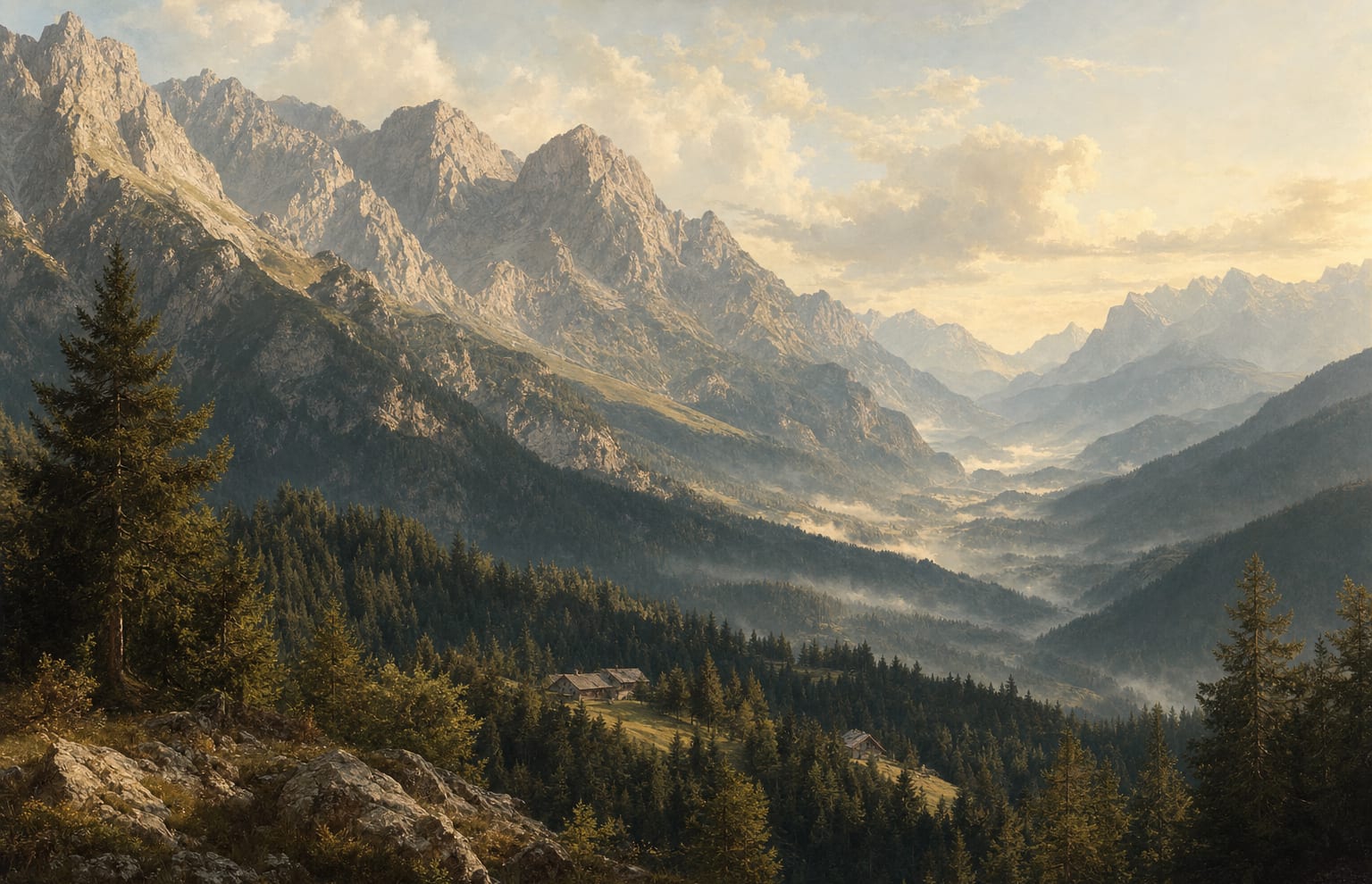 Blick über die Tiroler Alpen und die Nordkette bei Innsbruck